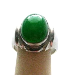 Silver Tone Ring with Jade Stone